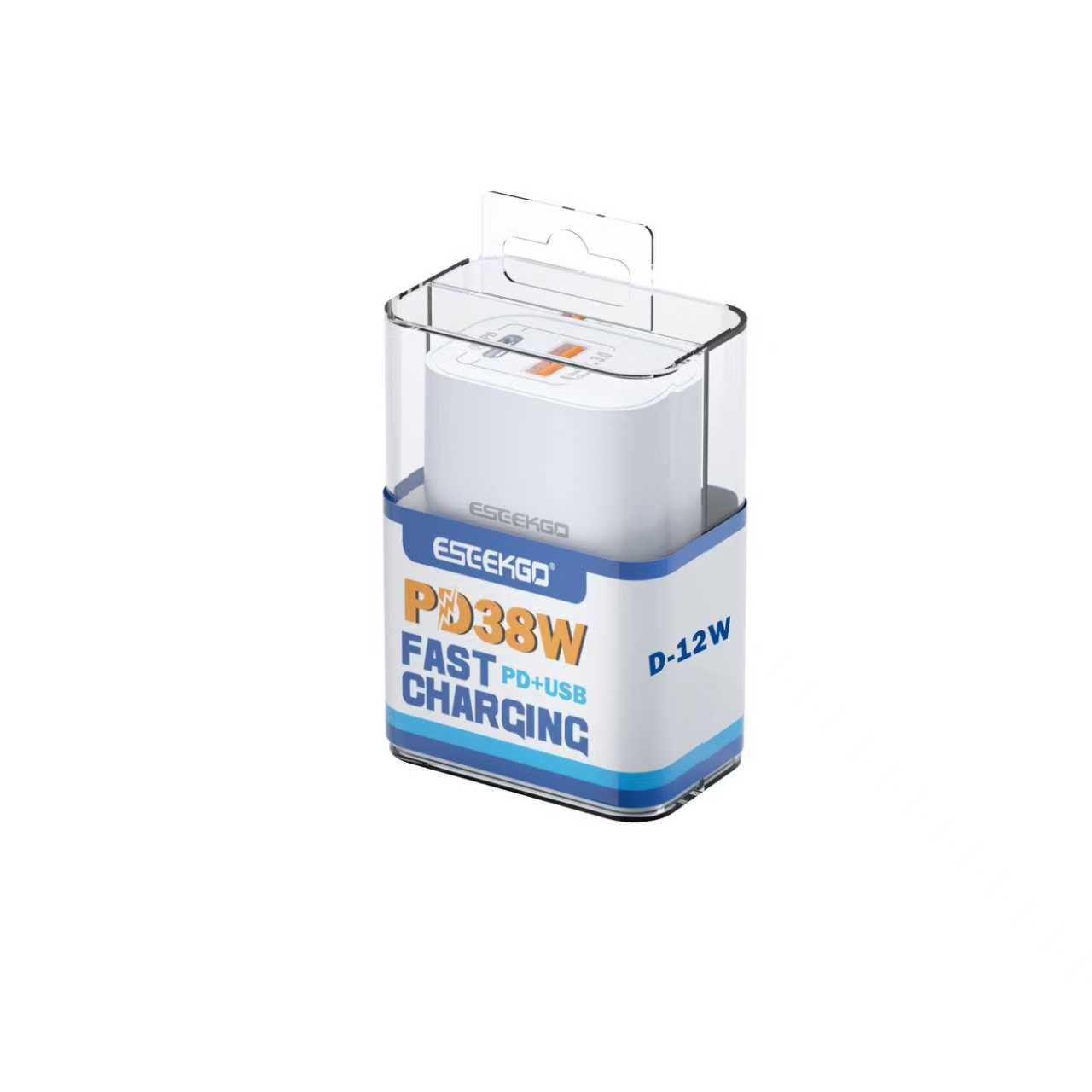 ESEEKGO D-12W Cargador de 38W A+C de doble puerto en caja acrílica (20/200)