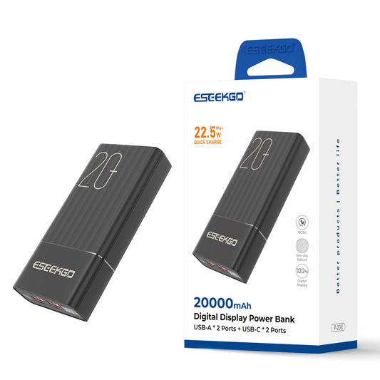 ESEEKGO P-20B 20000mAh Power Bank con pantalla digital y cable de carga USB-C a C (6/36)