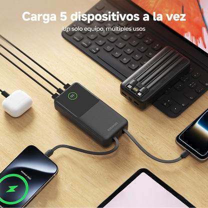Batería externa ESEEKGO P-21B de 22,5 W y 20000 mAh con 3 cables integrados (6/36)