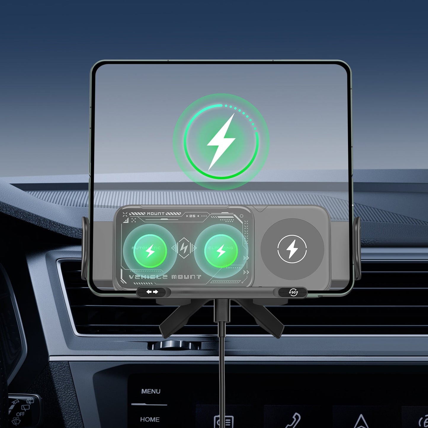 ESEEKGO CH-08 Soporte de carga inalámbrica giratorio para coche con pantalla plegable (10/20)