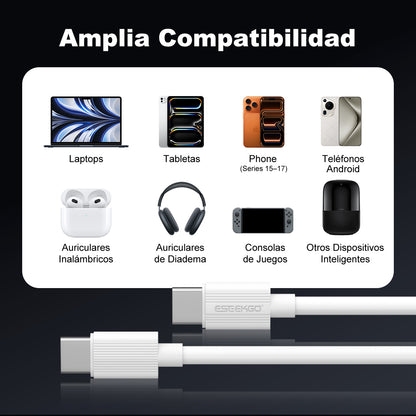 ESEEKGO G-01AW Cable de carga y datos de Tipo-C a Tipo-C de 3.0A y 1M/3.3FT (40/400)