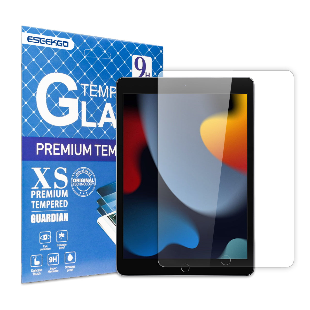 Película para tableta iPad con empaque azul