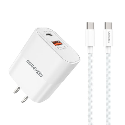 ESEEKGO T-32UC Adaptador de viaje cable de carga rápida tipo C a tipo C (8/80)