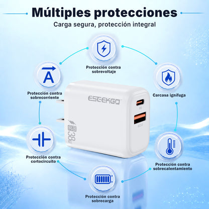 ESEEKGO T-35W QC3.0 3.0A 38W QC3.0 USB A+Tipo C Adaptador de viaje (15/150)