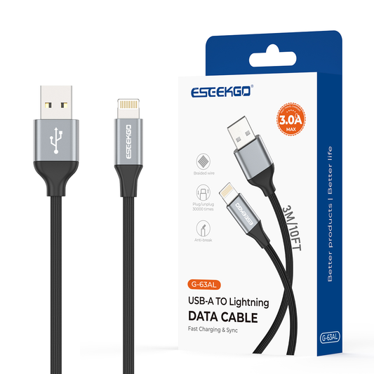 ESEEKGO G-63AL Cable de datos USB a Lightning de 3M/10FT (14/140)