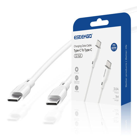ESEEKGO G-14A Cable de datos Tipo C a Tipo C de 60W 3.0A 1m (40/400)