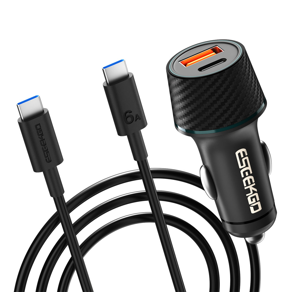Cargador de coche ESEEKGO CC-52C de 52,5 W con cable de carga tipo C a tipo C (8/80)