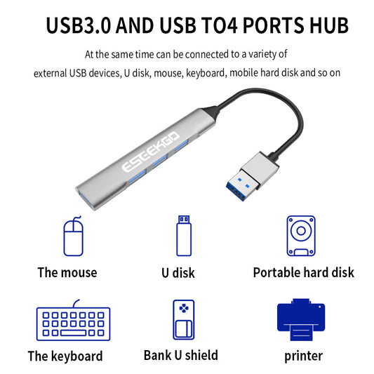ESEEKGO HB-01 USB3.0 a concentrador 4 en 1 de 4 puertos