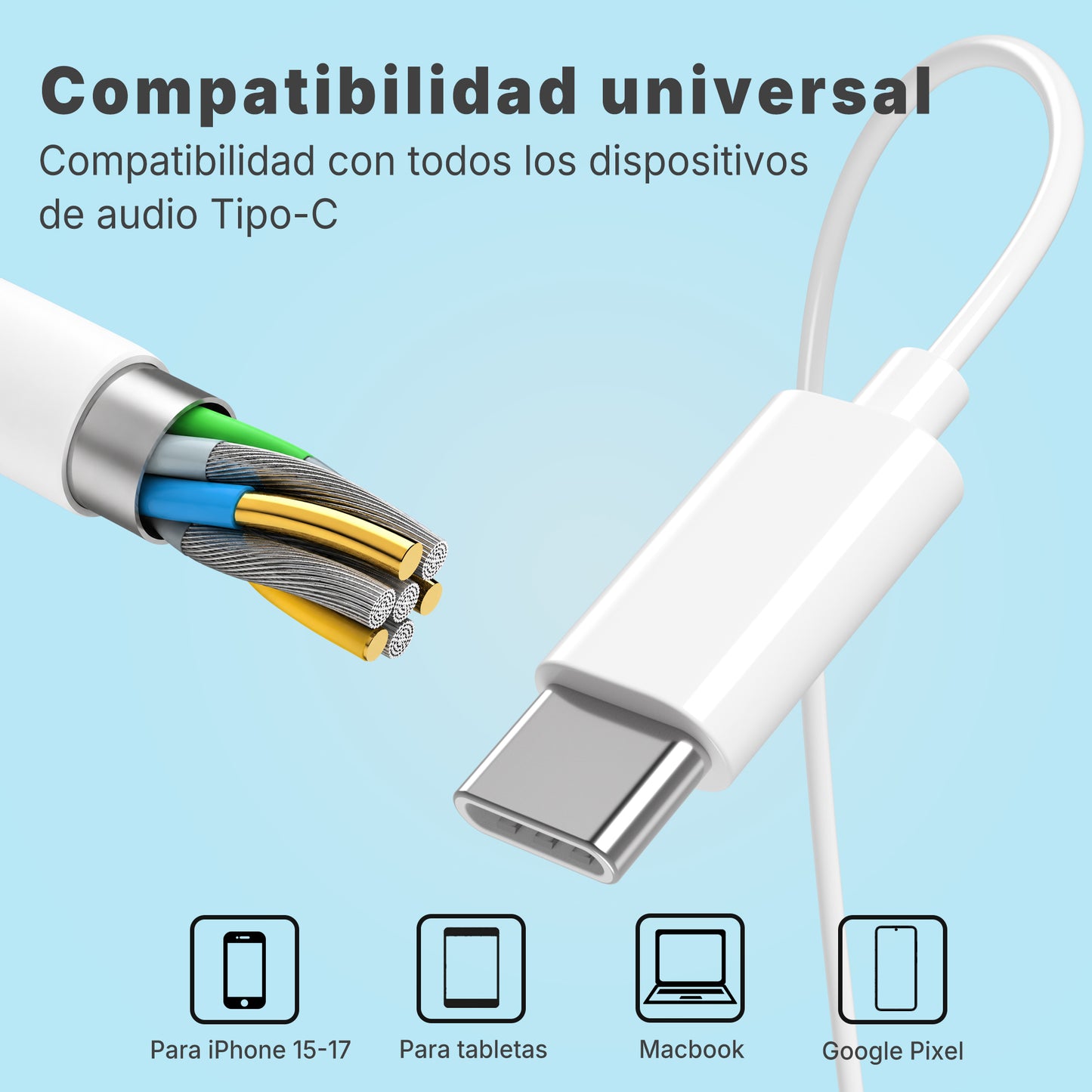 Auricular con cable de música de alta fidelidad tipo C ESEEKO E-10C (40/400)