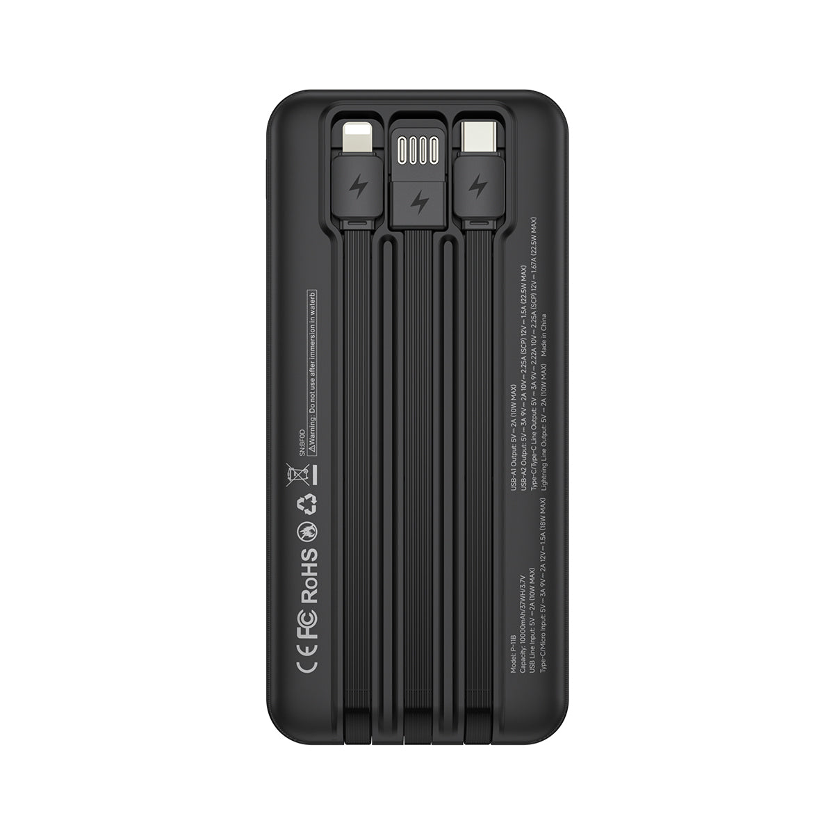 ESEEKGO P-11B Batería Externa de 22.5W y 10000mAh con 3 Cables Integrados (8/48)