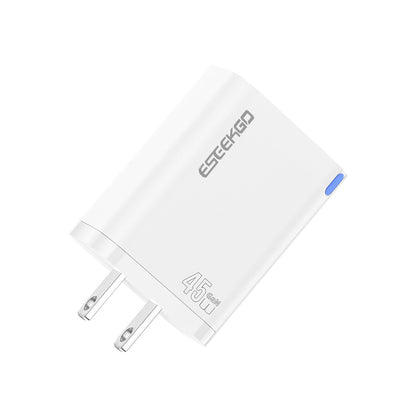 Cargador de viaje ESEEKGO T-45UB QC3.0 GaN PD45W con doble puerto (10/100)