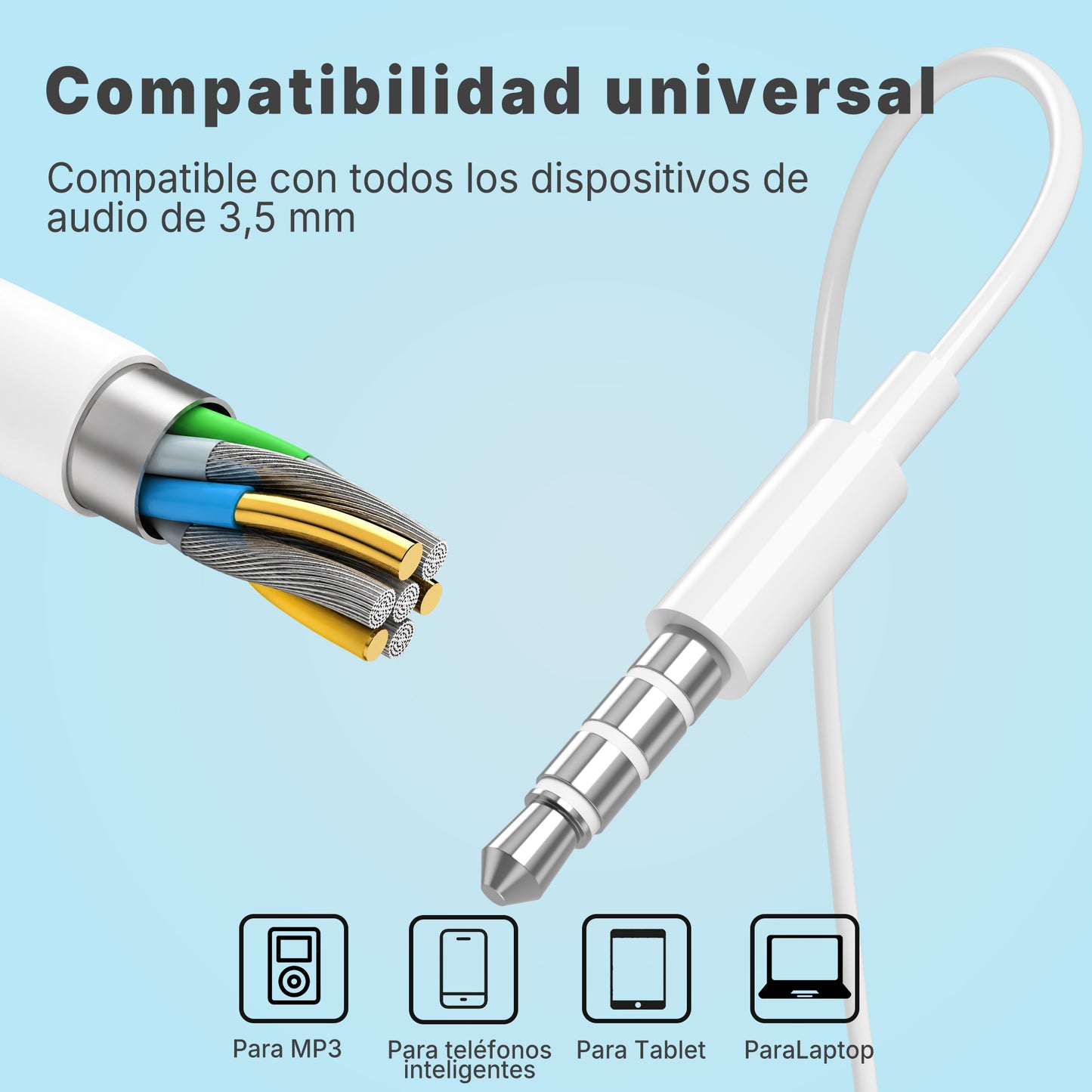 Auriculares con cable ESEEKGO E-10M de 3,5 mm Hi-Fi para música (40/400)