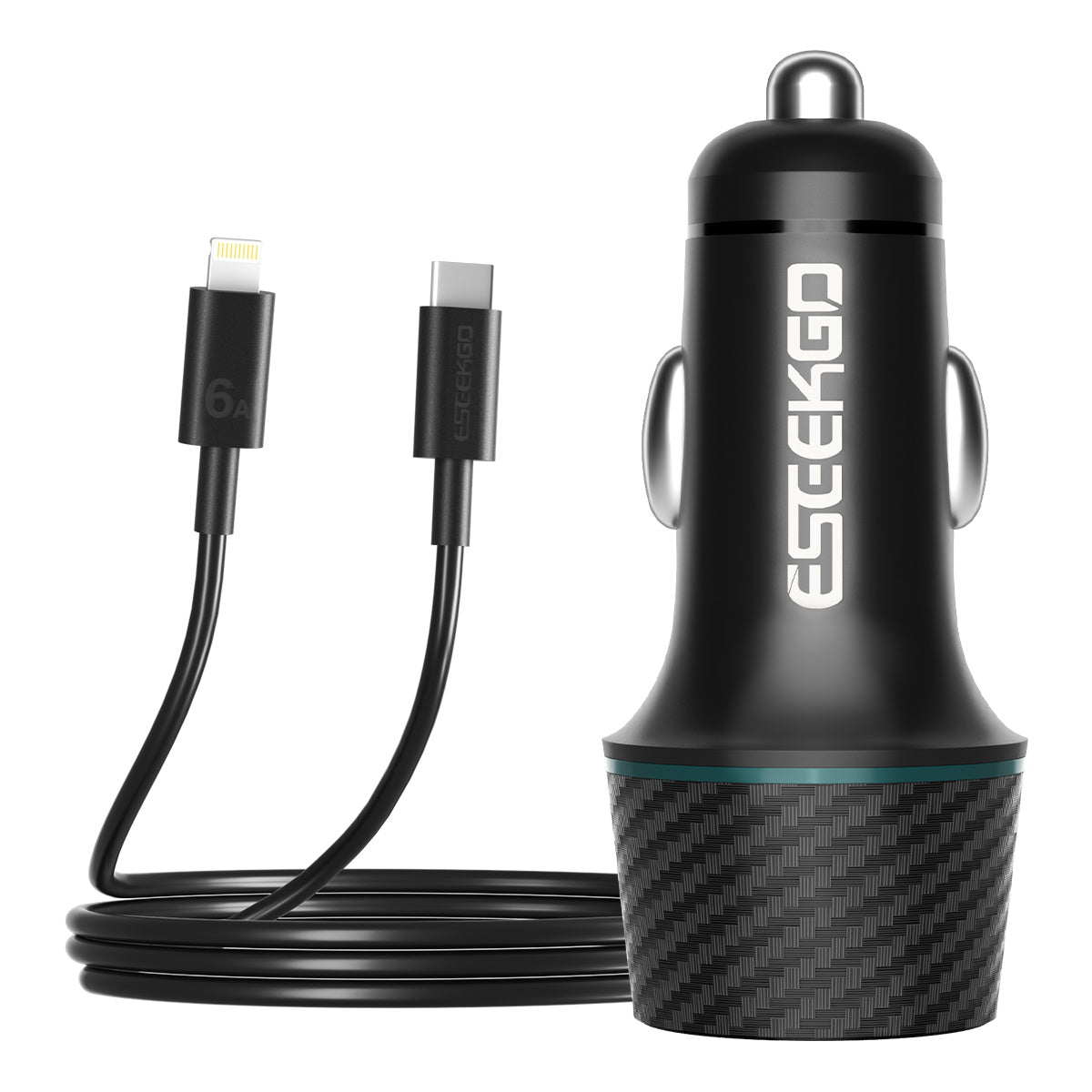 ESEEKGO CC-52L Cargador de coche 52.5W Tipo C a Cable de carga de 8 pines (8/80)