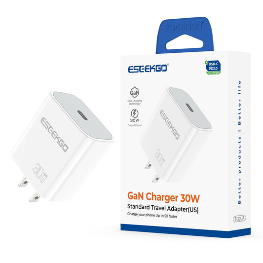 ESEEKGO T-30UA GaN PD30W Adaptador de Viaje Estándar Americano (10/100)