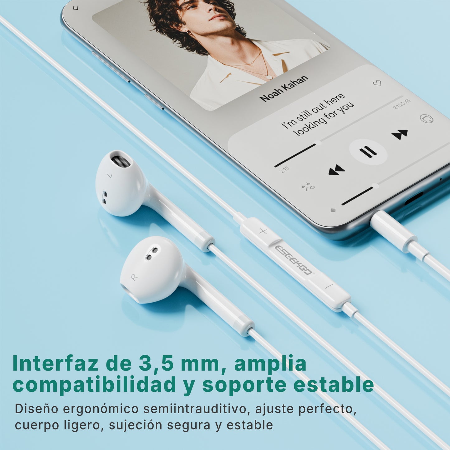 Auriculares con cable ESEEKGO E-10M de 3,5 mm Hi-Fi para música (40/400)