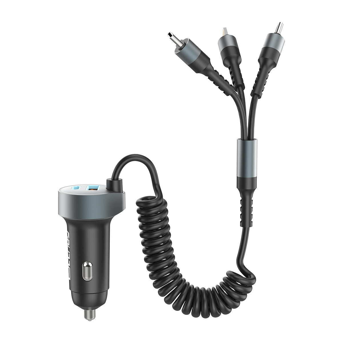 Cargador de coche retráctil ESEEKGO C-35BK de 60 W con cable 3 en 1 (8/80)