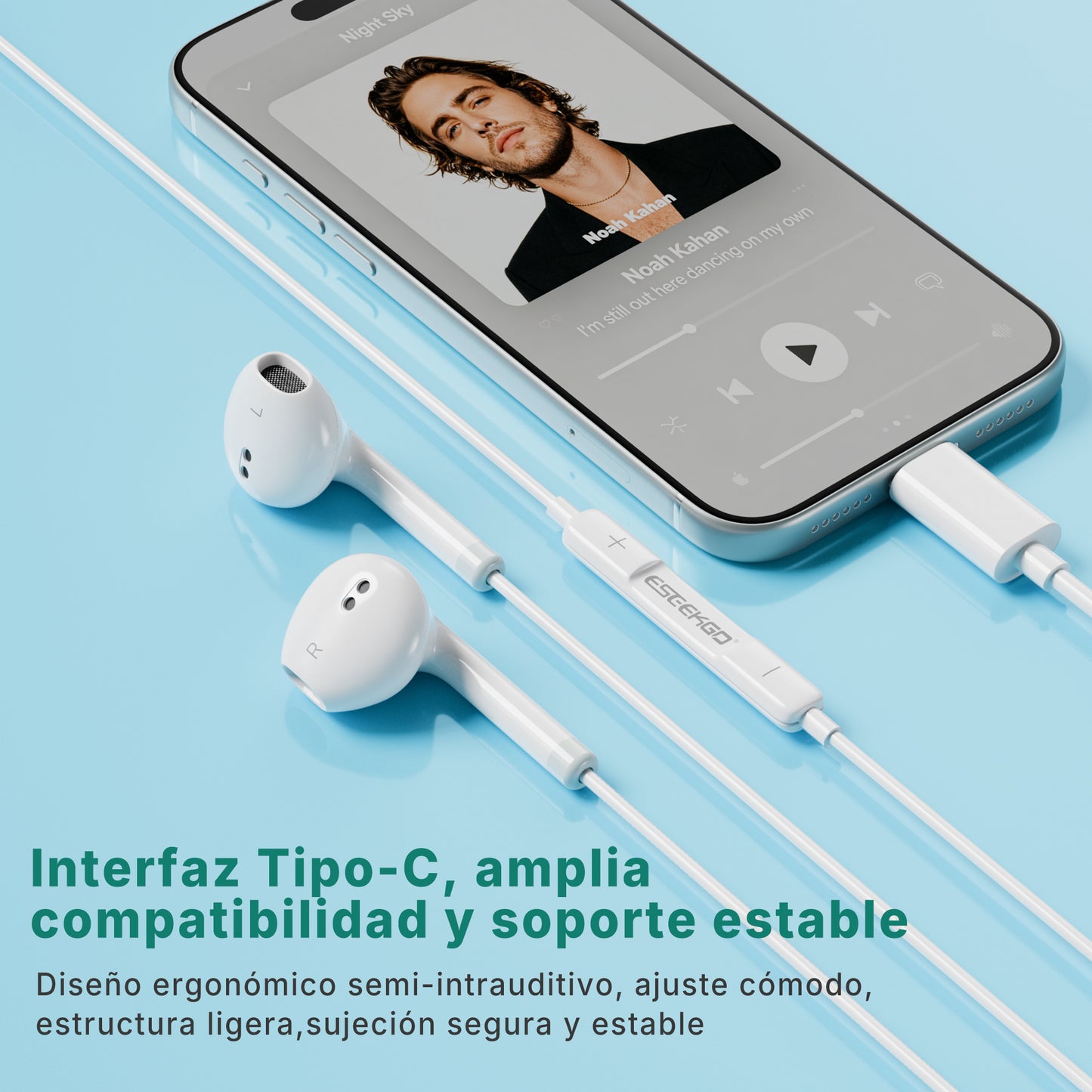 Auricular con cable de música de alta fidelidad tipo C ESEEKO E-10C (40/400)