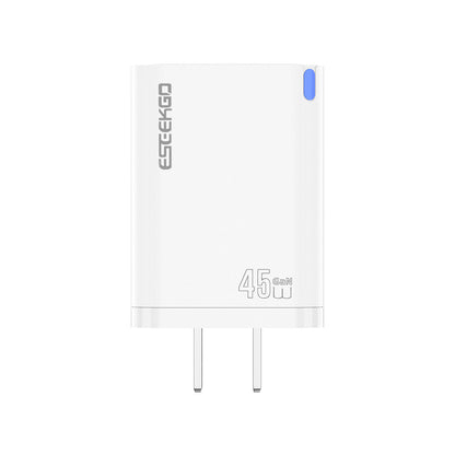 Cargador de viaje ESEEKGO T-45UB QC3.0 GaN PD45W con doble puerto (10/100)