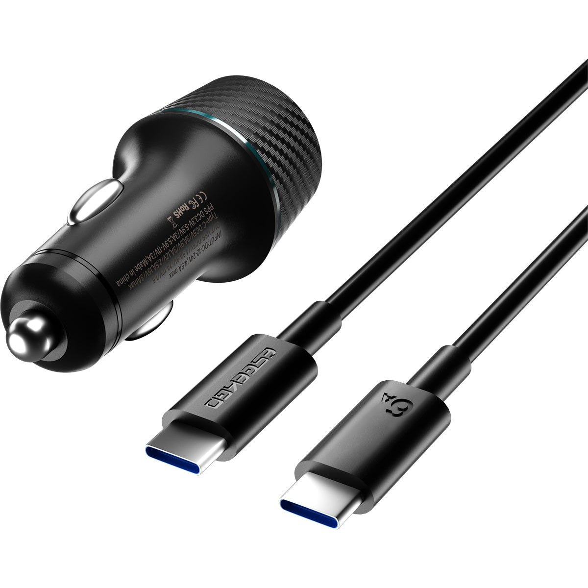 Cargador de coche ESEEKGO CC-52C de 52,5 W con cable de carga tipo C a tipo C (8/80)