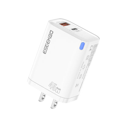 Cargador de viaje ESEEKGO T-45UB QC3.0 GaN PD45W con doble puerto (10/100)