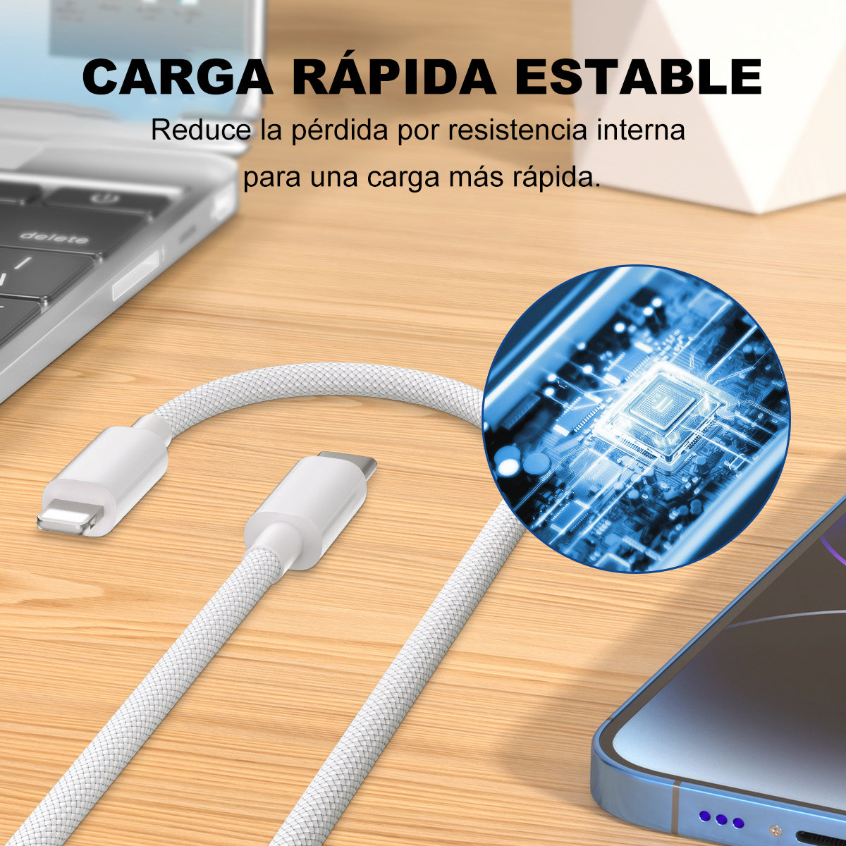 ESEEKGO G-112C Cable de datos trenzado de nailon tipo C a 8 pines de 1,2 metros (40/400)