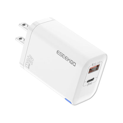 Cargador de viaje ESEEKGO T-45UB QC3.0 GaN PD45W con doble puerto (10/100)