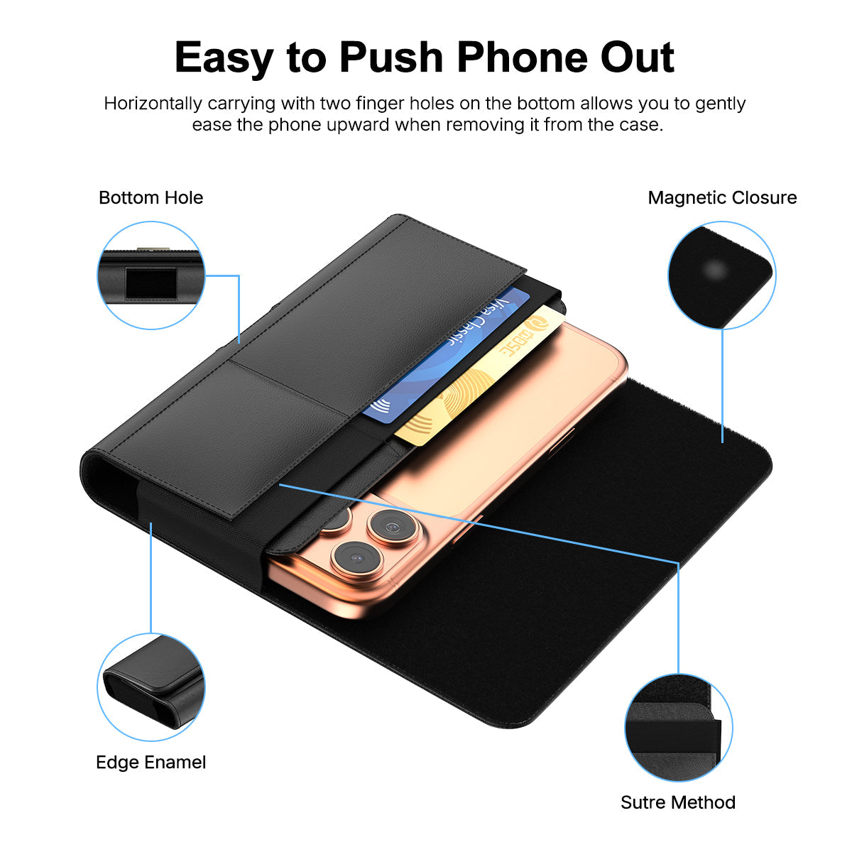 ESEEKGO Funda Universal Magnética de Cuero para Teléfono PO-H1-S Adecuada para teléfonos móviles de 4.5-5.1 pulgadas (20/120)