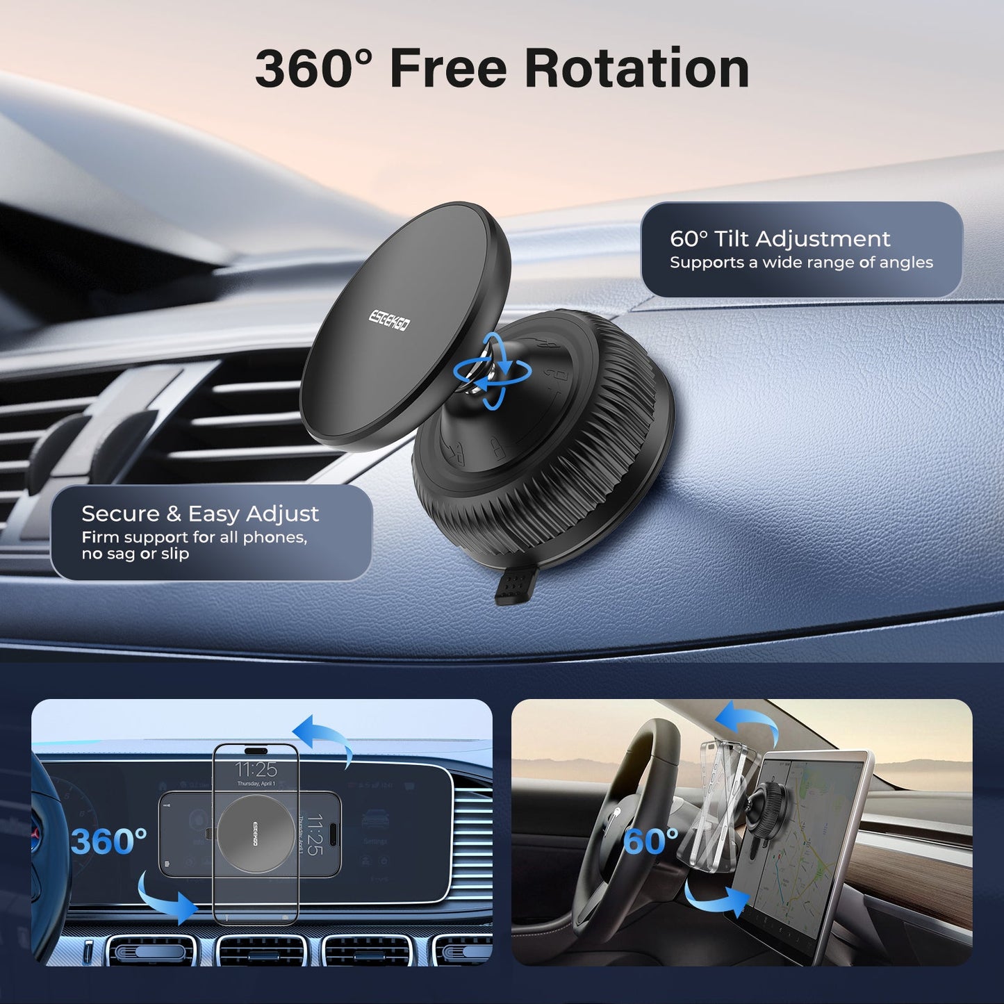 ESEEKGO CH-07 Soporte de teléfono para coche con ventosa (12/48)