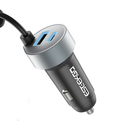 Cargador de coche retráctil ESEEKGO C-35BK de 60 W con cable 3 en 1 (8/80)