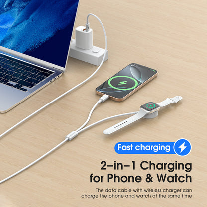 ESEEKGO AW-21C Carga inalámbrica rápida para Apple Watch y cable de carga tipo C a tipo C (16/160)