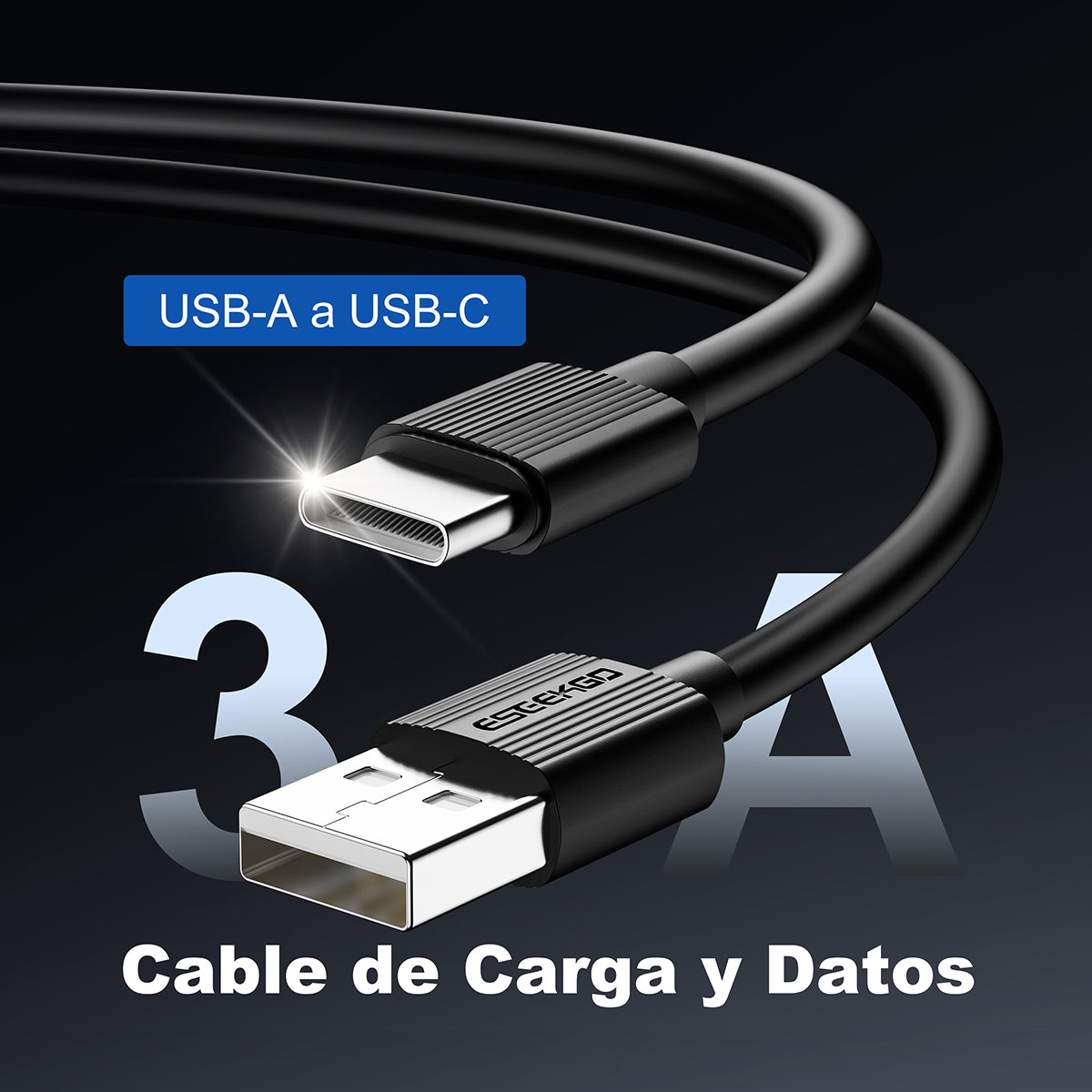 ESEEKGO G-02AB Cable de carga y datos USB a Tipo-C de 3.0A y 1M/3.3FT (40/400)