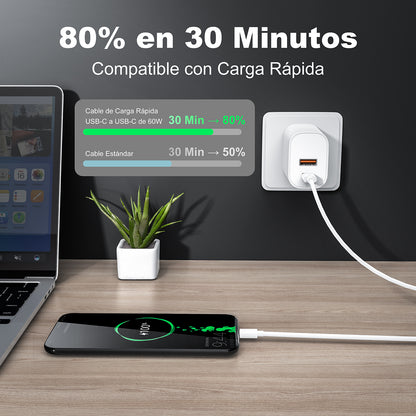 ESEEKGO G-01AW Cable de carga y datos de Tipo-C a Tipo-C de 3.0A y 1M/3.3FT (40/400)