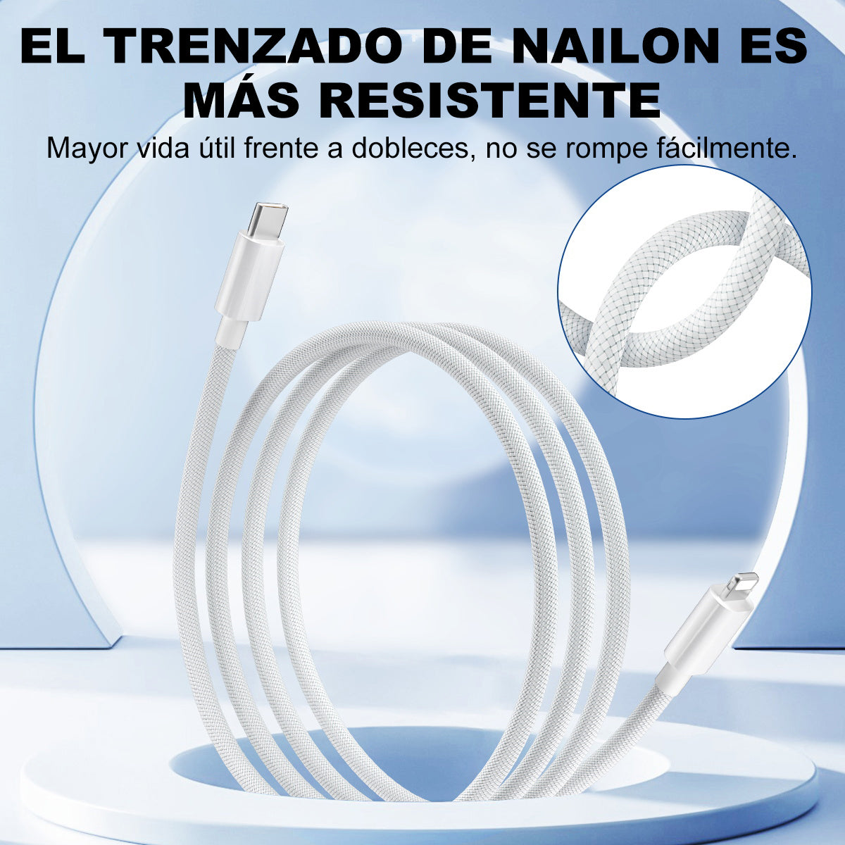 ESEEKGO G-112C Cable de datos trenzado de nailon tipo C a 8 pines de 1,2 metros (40/400)