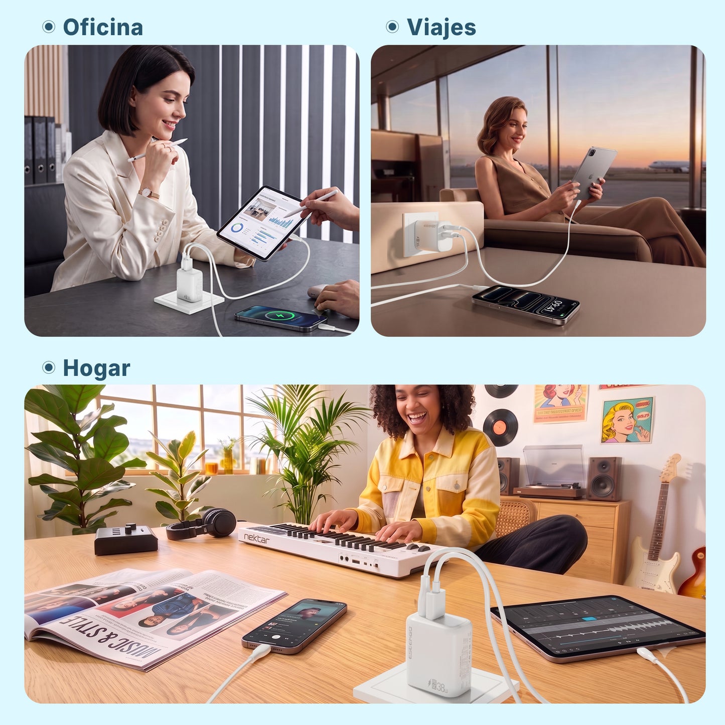 ESEEKGO T-35W QC3.0 3.0A 38W QC3.0 USB A+Tipo C Adaptador de viaje (15/150)