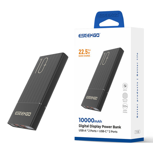 ESEEKGO P-10B Power Bank de 10000 mAh con Pantalla Digital y Cable de Carga USB-C a C (8/48)