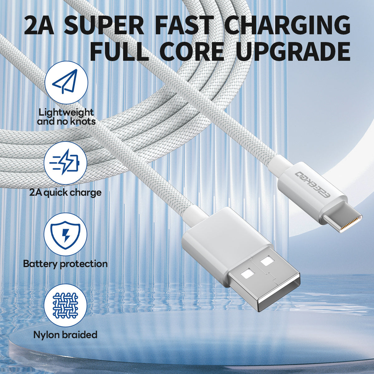 ESEEKGO G-102C Cable de datos USB a tipo C trenzado de nailon de 1,2 m (40/400)