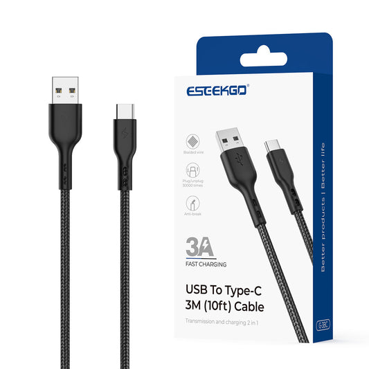 ESEEKGO G-3BC Cable de Datos USB a Tipo C Trenzado de Nylon de 3 Metros (15/150)