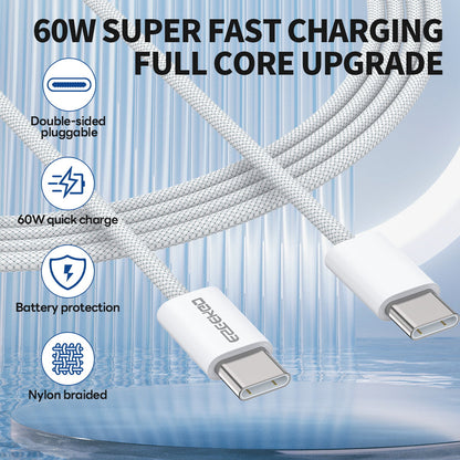 ESEEKGO G-111C Cable de Datos de Nylon Trenzado Tipo C a Tipo C de 4 Pies (40/400)