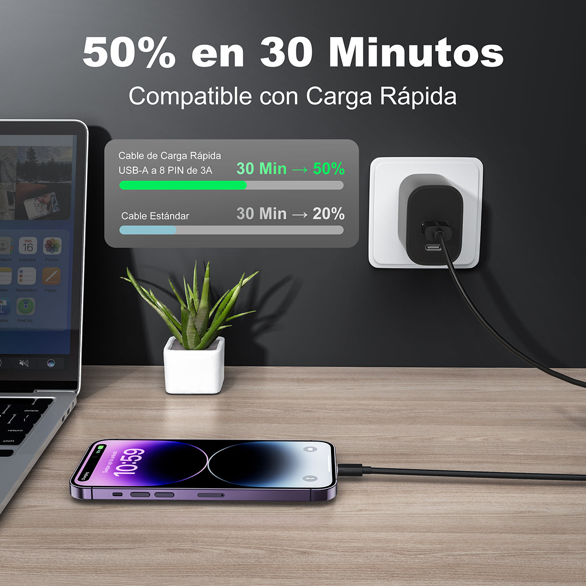 ESEEKGO G-03AB 3.0A 1M/3.3FT USB a 8 PINES Cable de Datos de Carga (40/400)