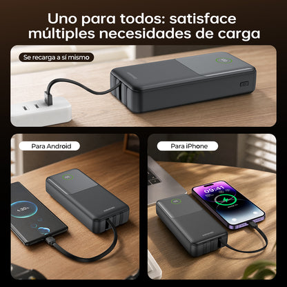 Batería externa ESEEKGO P-21B de 22,5 W y 20000 mAh con 3 cables integrados (6/36)