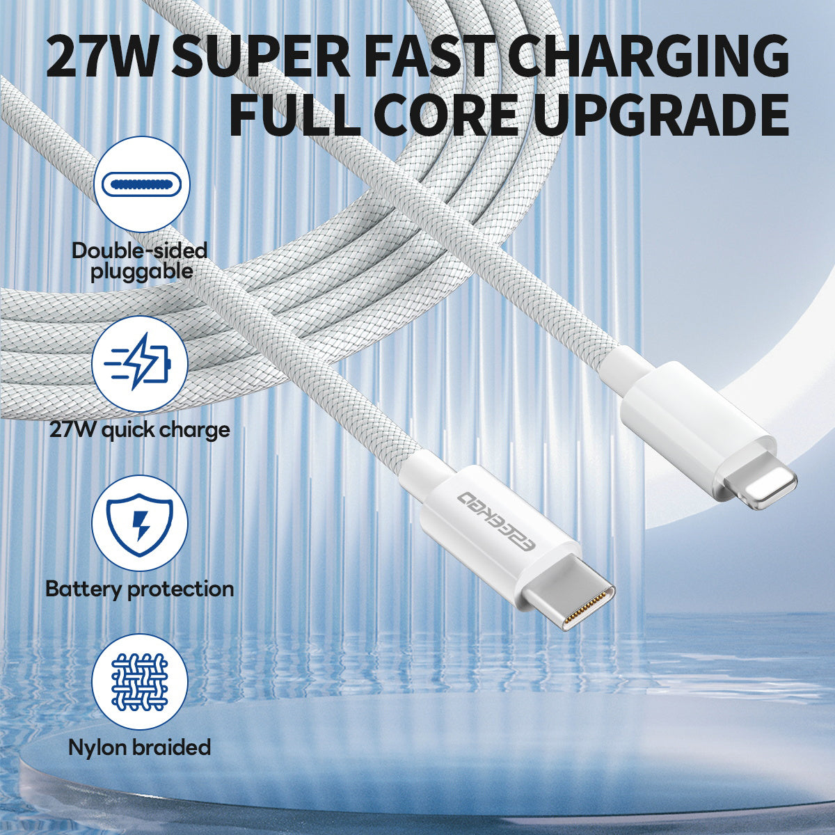 ESEEKGO G-112C Cable de datos trenzado de nailon tipo C a 8 pines de 1,2 metros (40/400)