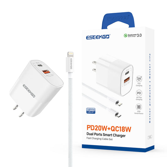 ESEEKGO T-32UL Adaptador de viaje tipo C a cable de carga rápida de 8 PINES (8/80)