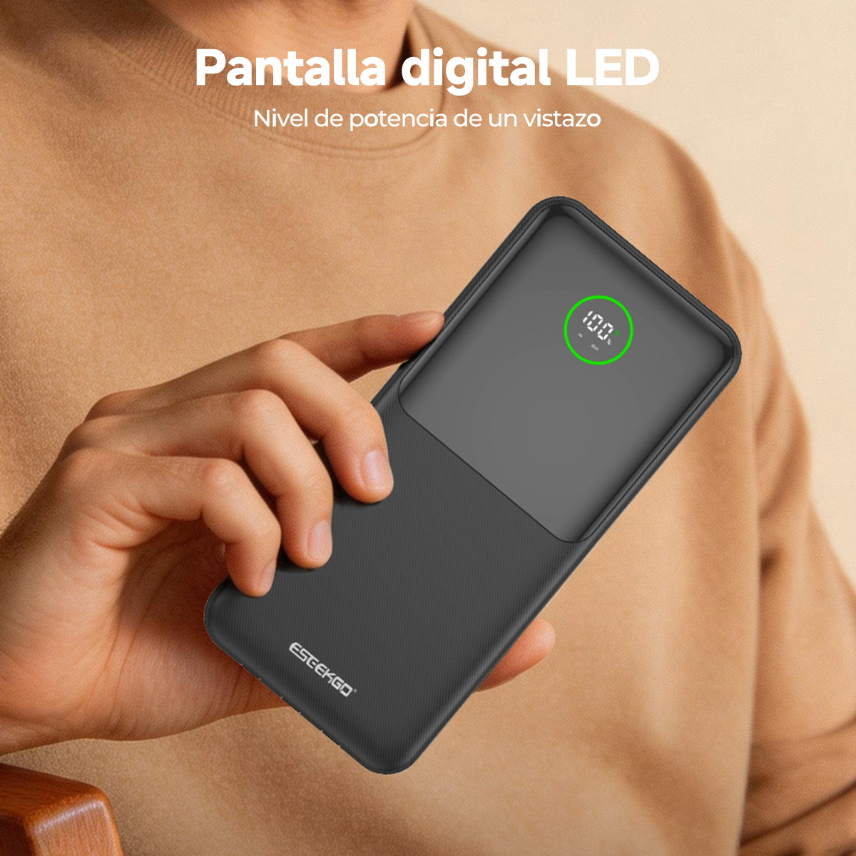 Batería externa ESEEKGO P-21B de 22,5 W y 20000 mAh con 3 cables integrados (6/36)