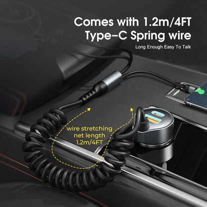 Cargador de coche retráctil ESEEKGO C-35BK de 60 W con cable 3 en 1 (8/80)