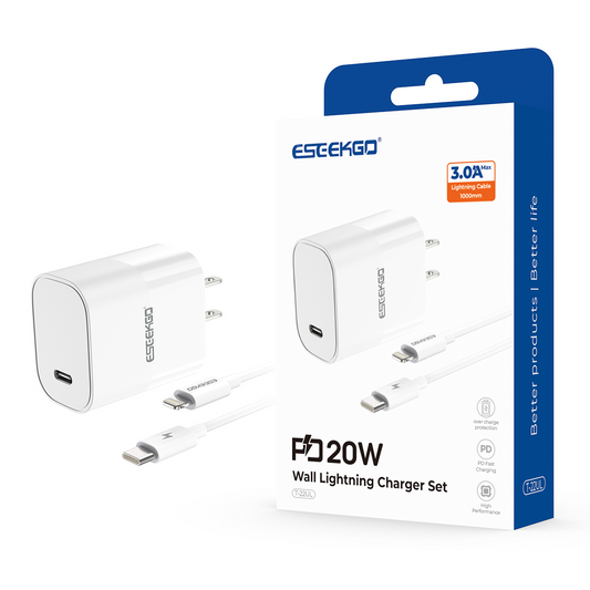 Adaptador de Viaje ESEEKGO T-22UL Tipo C a Cable de Carga Rápida de 8 PINES (10/100)