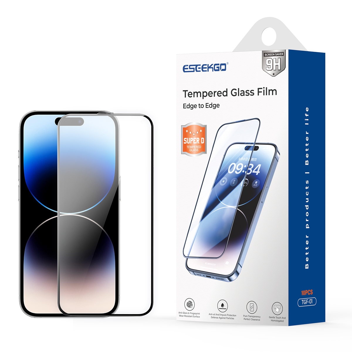 ESEEKGO TGF-01 Protector de pantalla de cristal templado HD transparente de cobertura total (50/400)