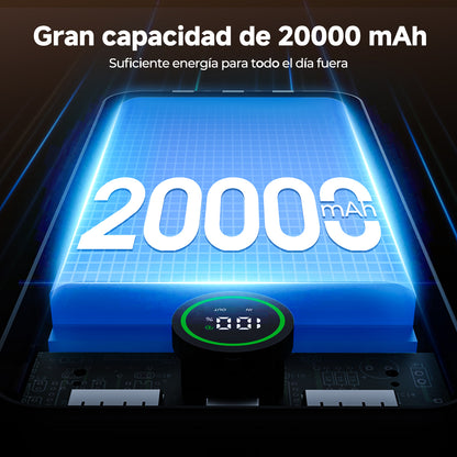 Batería externa ESEEKGO P-21B de 22,5 W y 20000 mAh con 3 cables integrados (6/36)