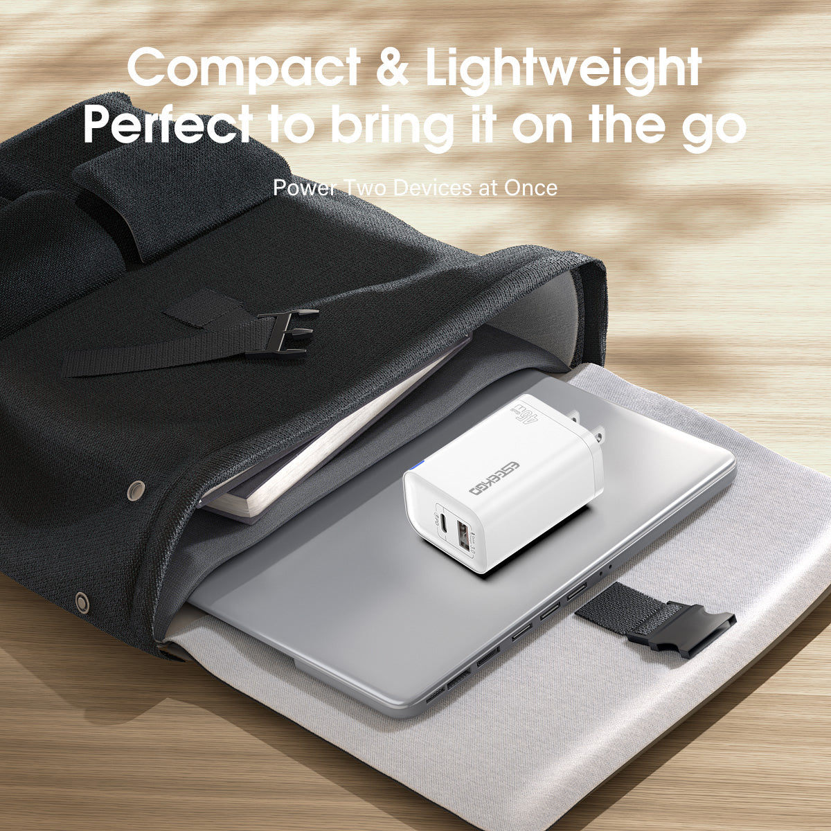 Cargador de viaje ESEEKGO T-45UB QC3.0 GaN PD45W con doble puerto (10/100)