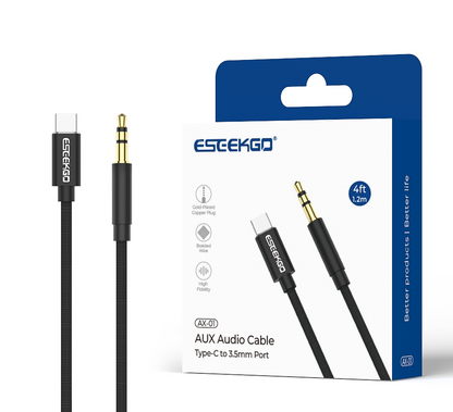 ESEEKGO AX-01 Cable de audio trenzado de nailon tipo C a 3,5 mm de 1,2 m (40/400)