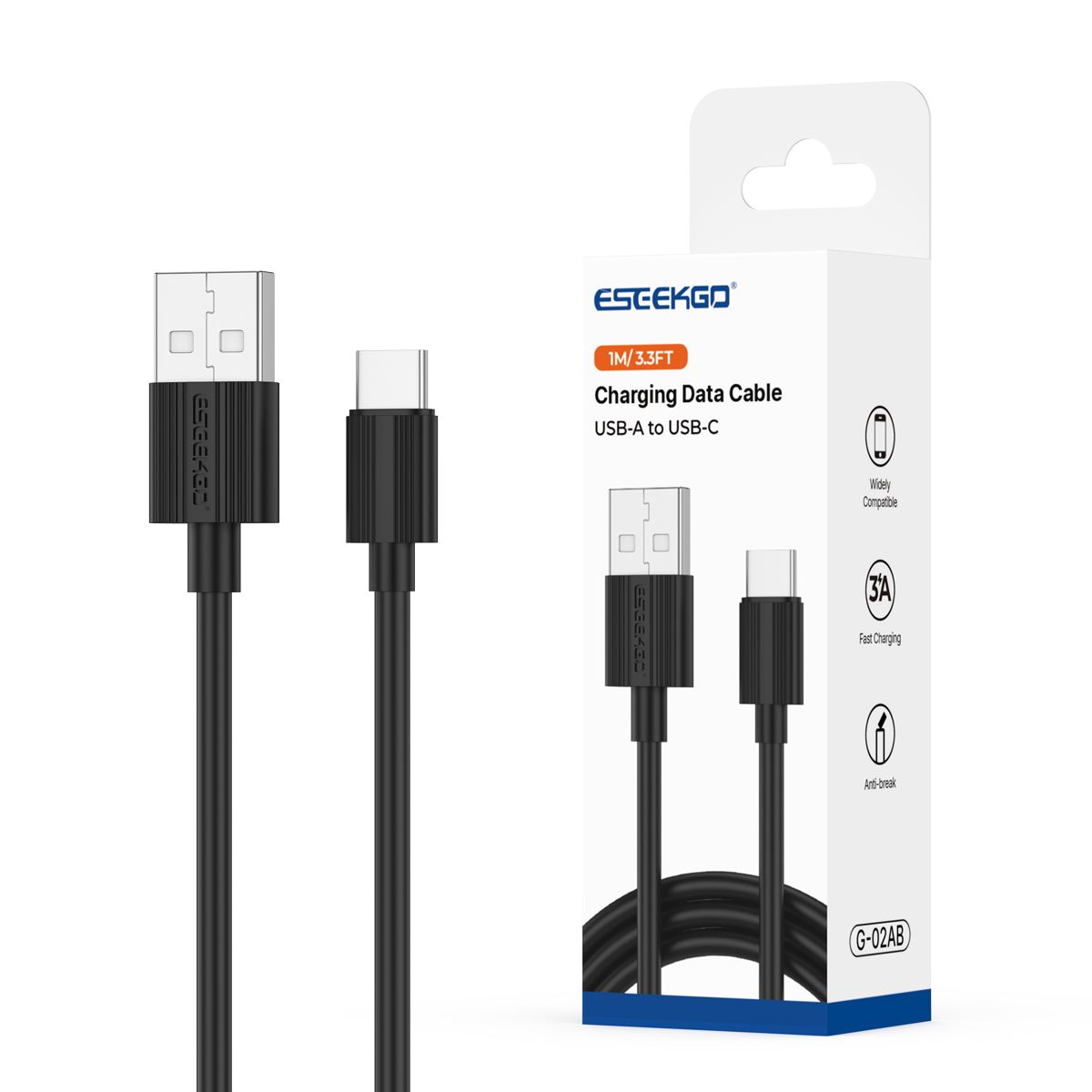 ESEEKGO G-02AB Cable de carga y datos USB a Tipo-C de 3.0A y 1M/3.3FT (40/400)